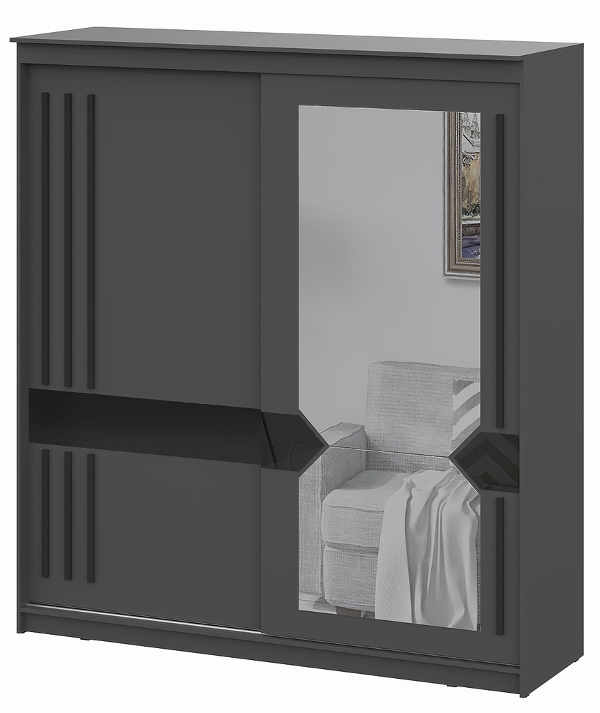 Шкаф-купе NN Мебель К №25 (2,0 м) Блэк ЛАЙТ - Апис плюс