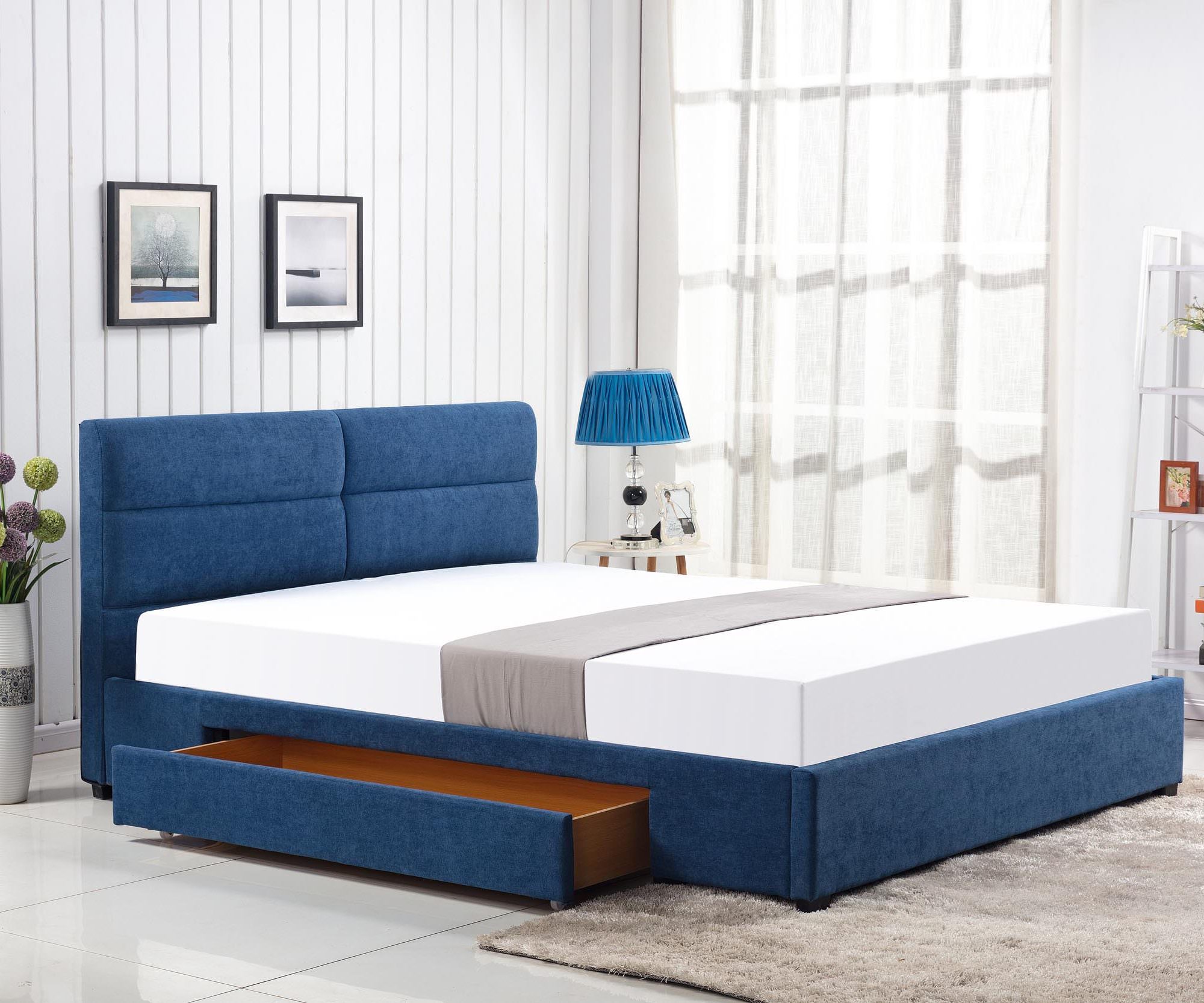 Кровать HALMAR MERIDA синий, 160/200 NEW - Апис плюс