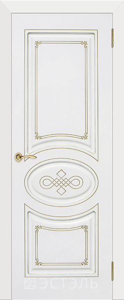  Межкомнатная дверь  Бьянка ДГ 800*2000 Белая эмаль патина золото   - Апис плюс